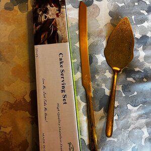 Berglander Gold Stainless Steel Serving Set Cake Knife & Server Brand New